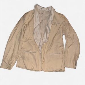 Butter Yellow Two-Tone Satin Trim Blazer